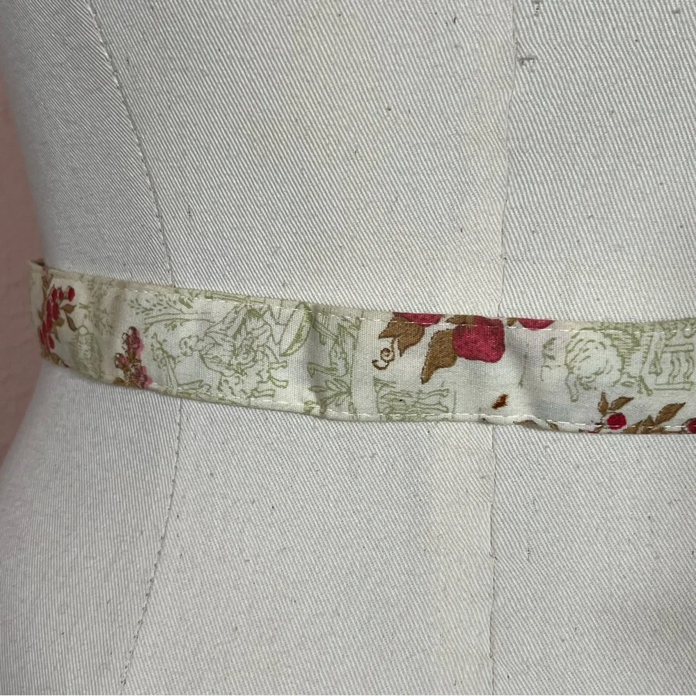 Vintage Strawberry Girl girl red cream Victorian Toile Cottagecore Skinny Belt